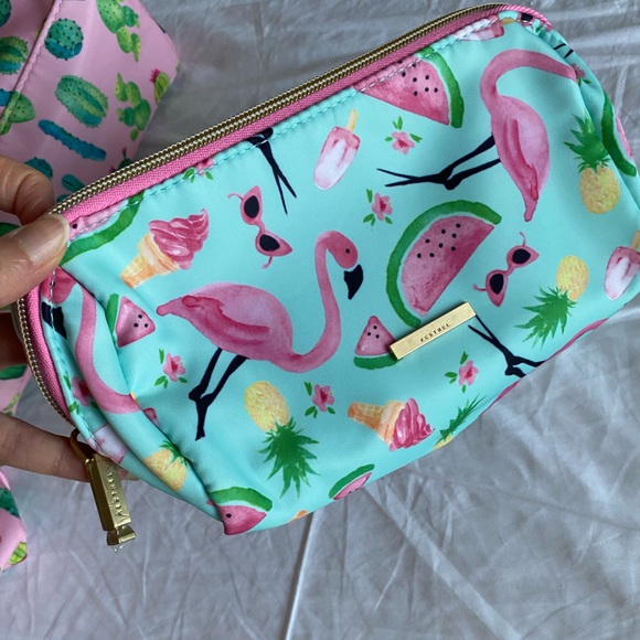 Kestrel Cacti Succulent Makeup Cosmetic bag pouch Case Gold Logo Green Pink NWT - Picture 8 of 9